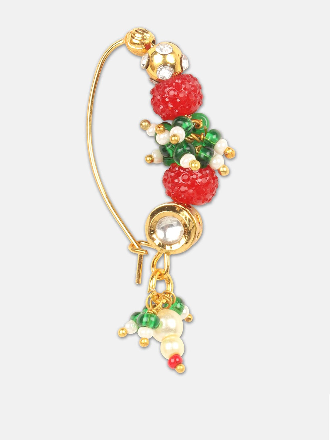 Gold-Plated Pearl Beaded-Studded Insert Nose Pin