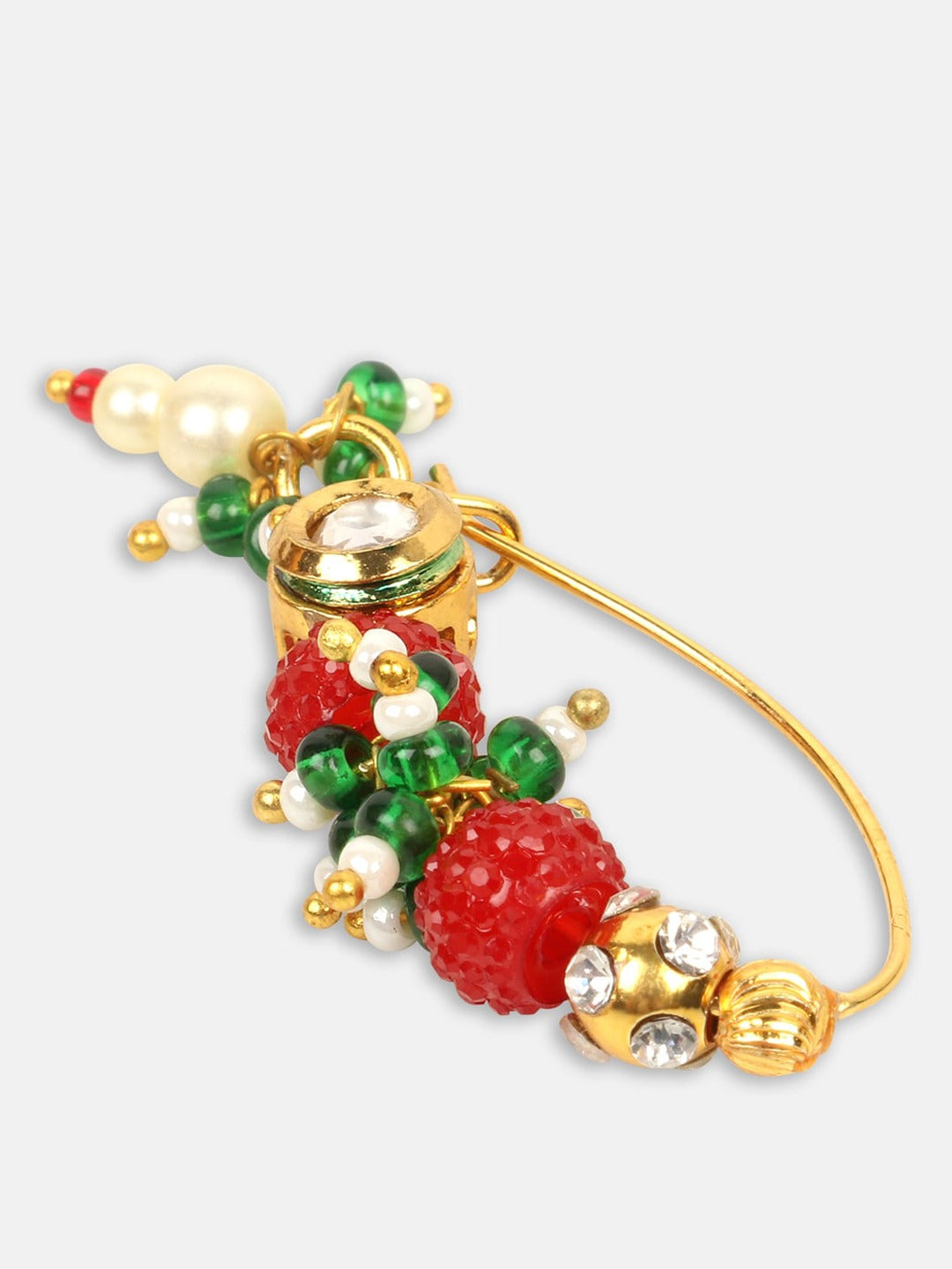 Gold-Plated Pearl Beaded-Studded Insert Nose Pin