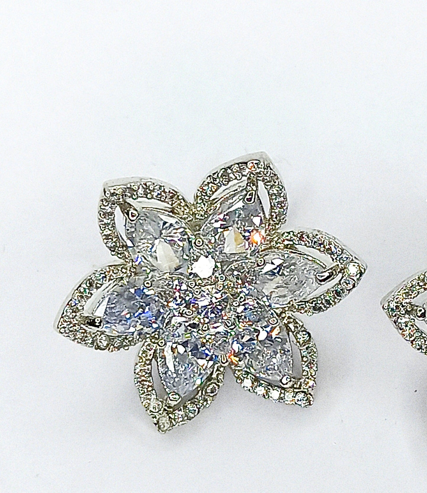 Moonlit Flower Silver Stud Earrings