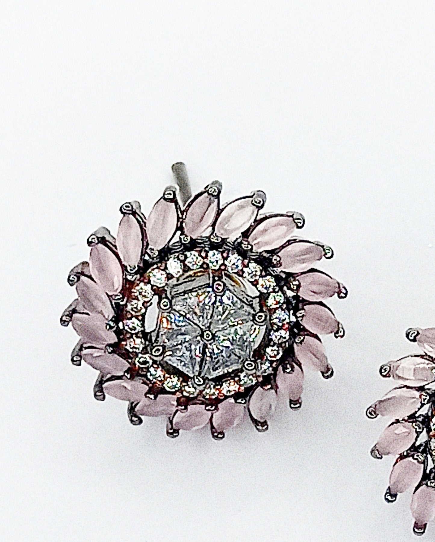 Designer Pink American Diamond Stud Earrings