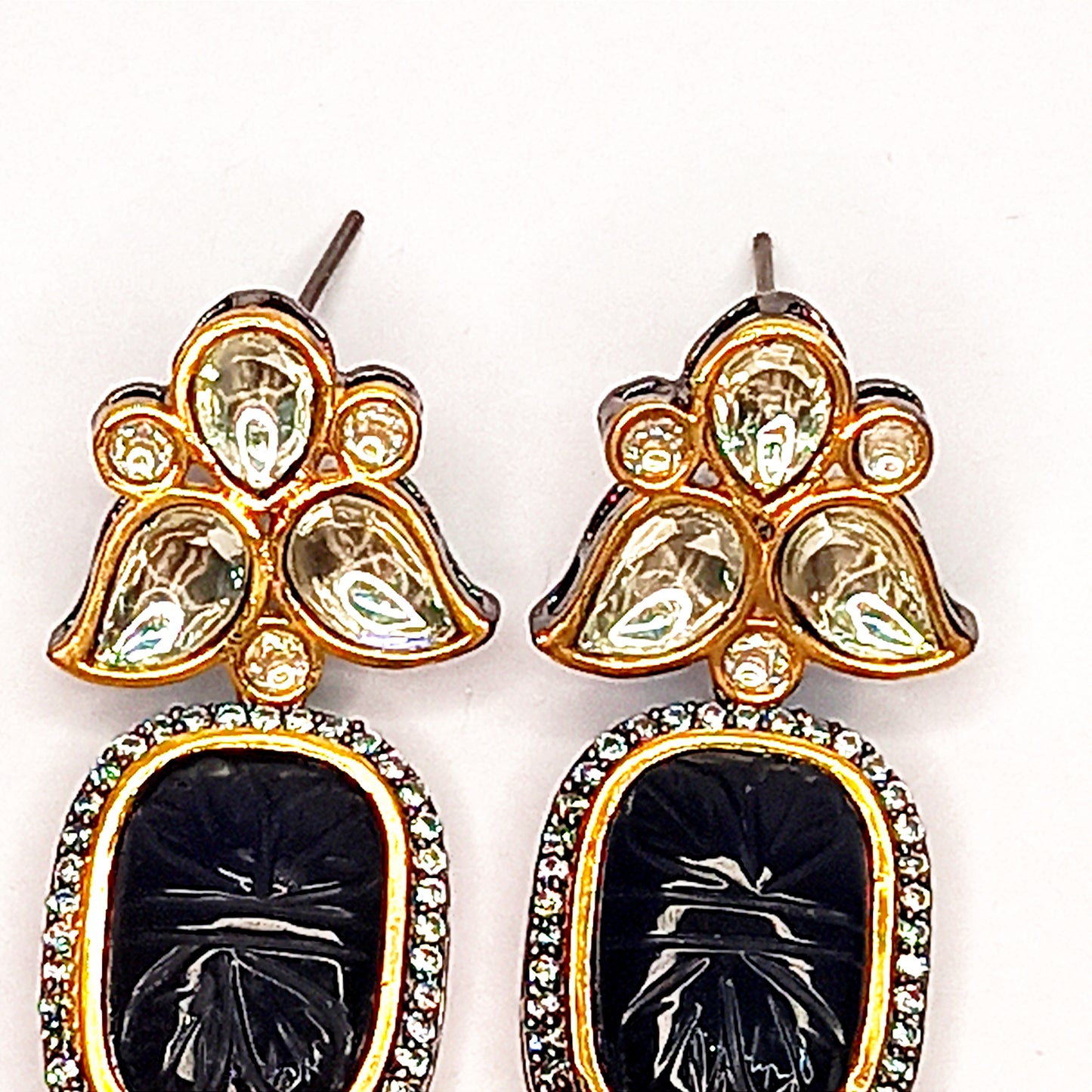 Women Designer Black Kundan Drop Earrings