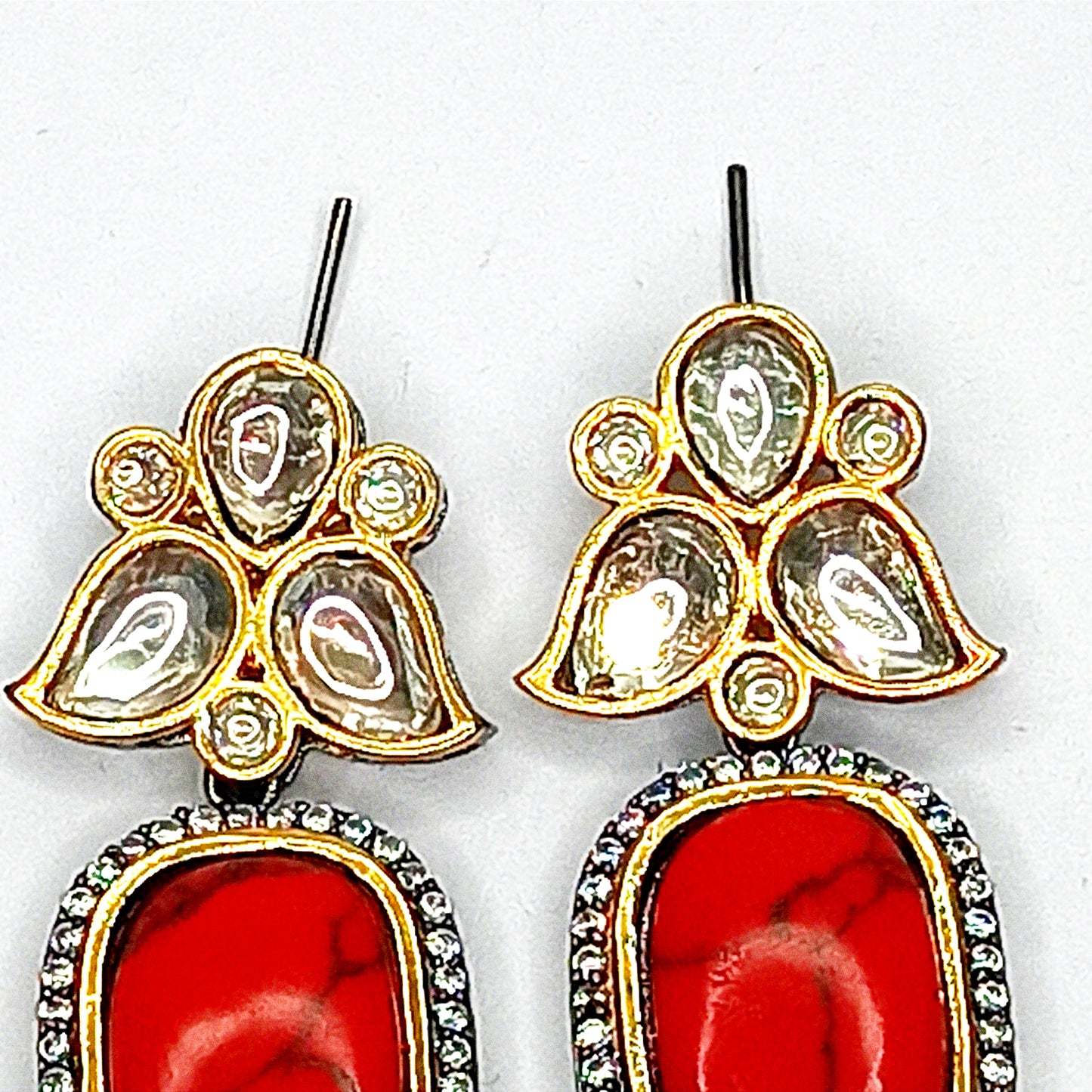 Saffron Shine Kundan Earrings Set