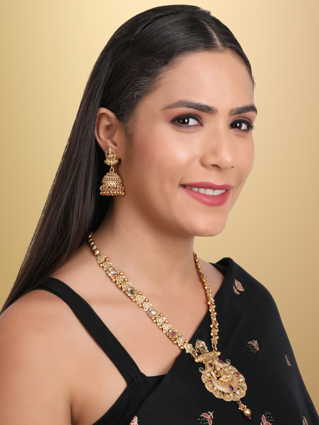 Gold-Plated Stone-Studded Jewellery Set