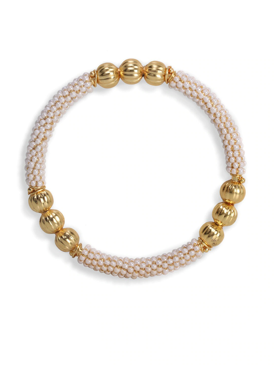 Set Of 4 White Pearl Beaded Handcrafted Bangles