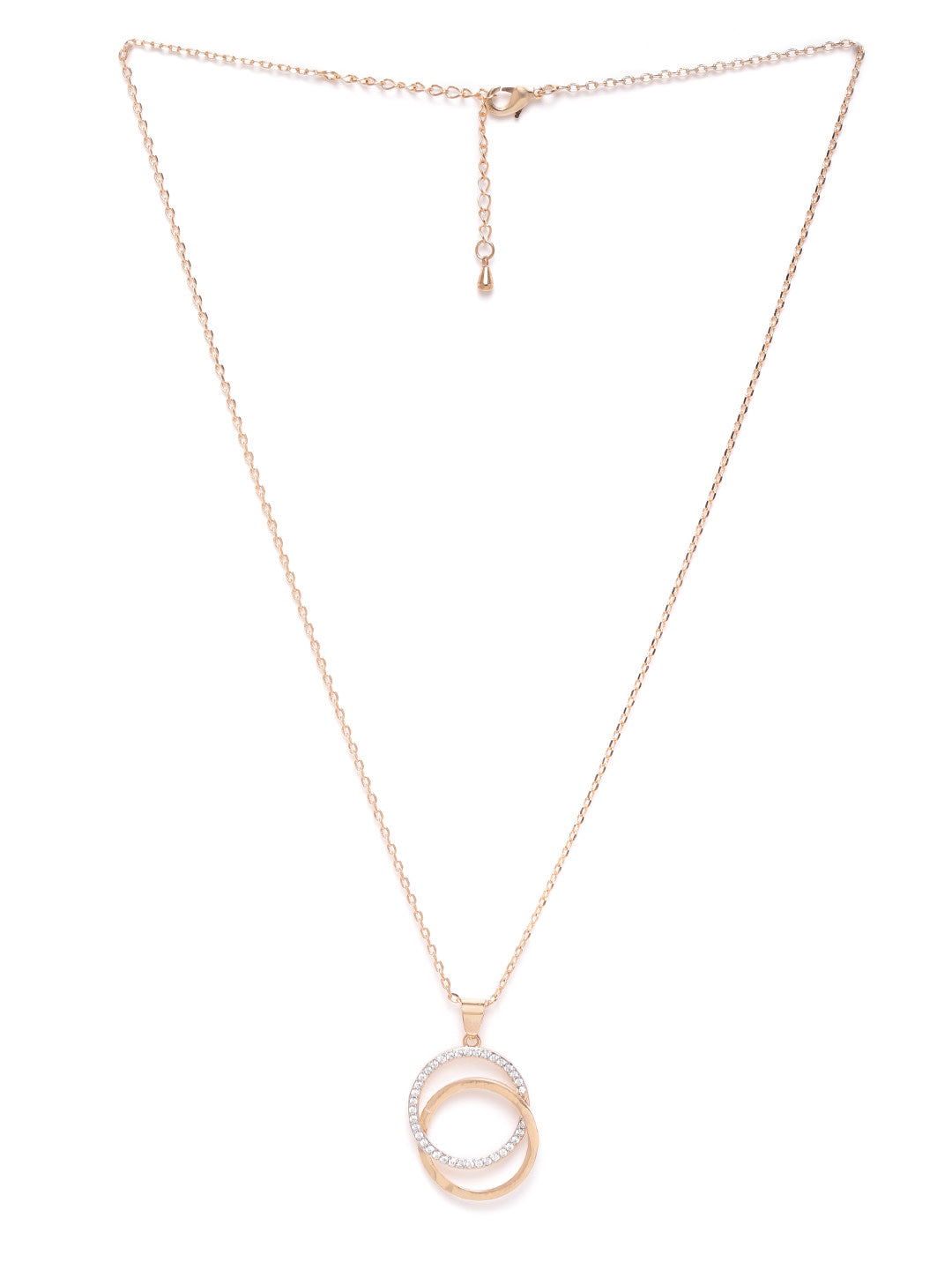 Women Rose Gold Plated CZ Stone-Studded Handcrafted Pendant With Chain