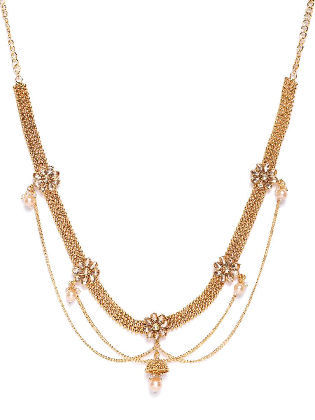 Off-White Gold-Plated Kundan Studded & Beaded Handcrafted Kamarbandh
