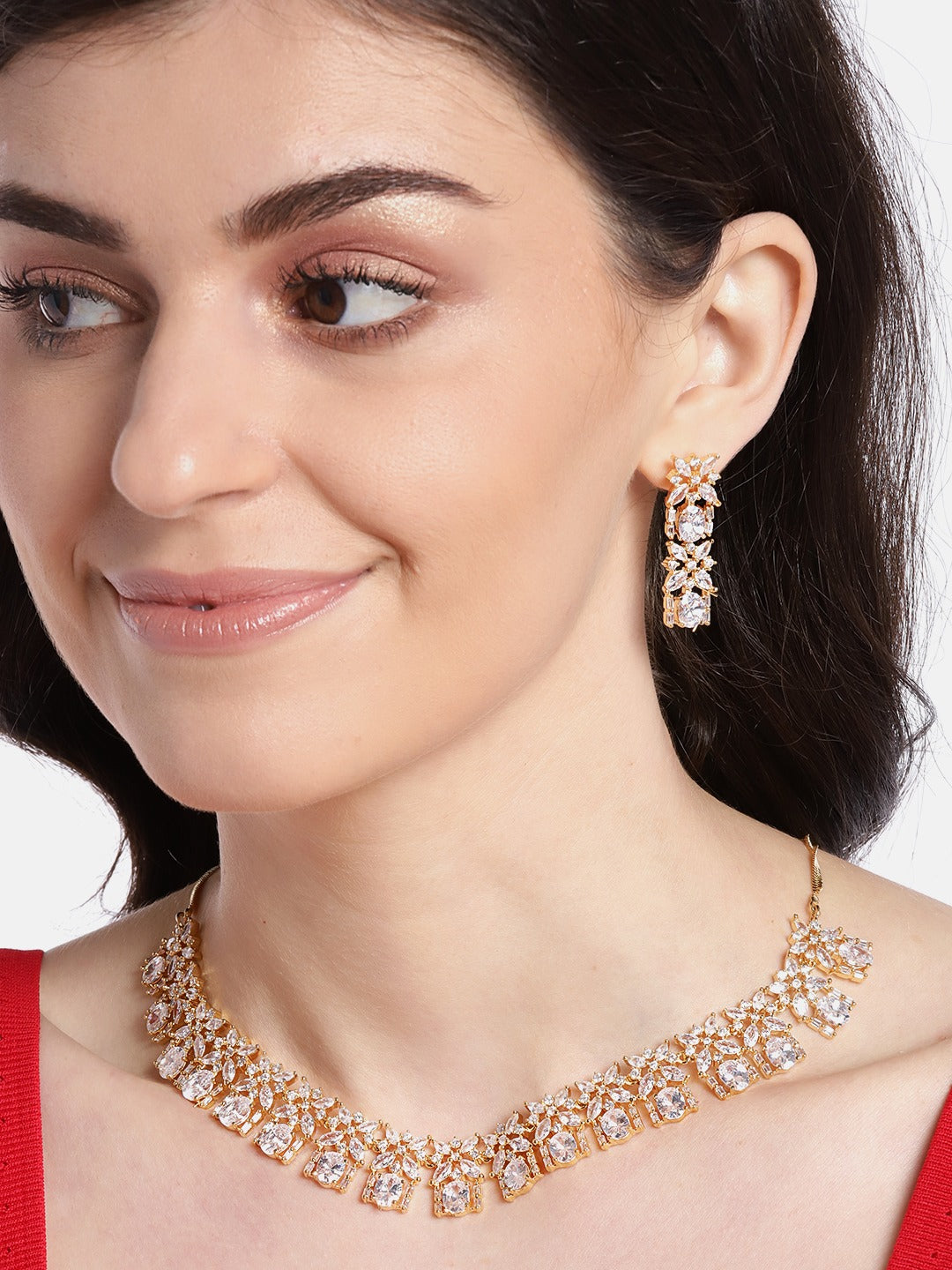 Gold-Plated AD-Studded Handcrafted Jewellery Set