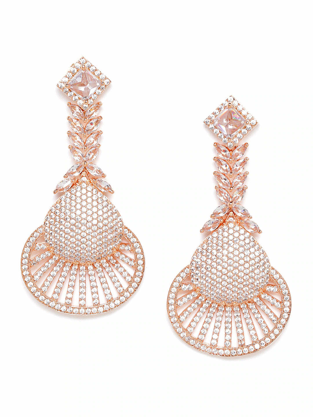 Women Rose Gold Plated Contemporary Drop Earrings