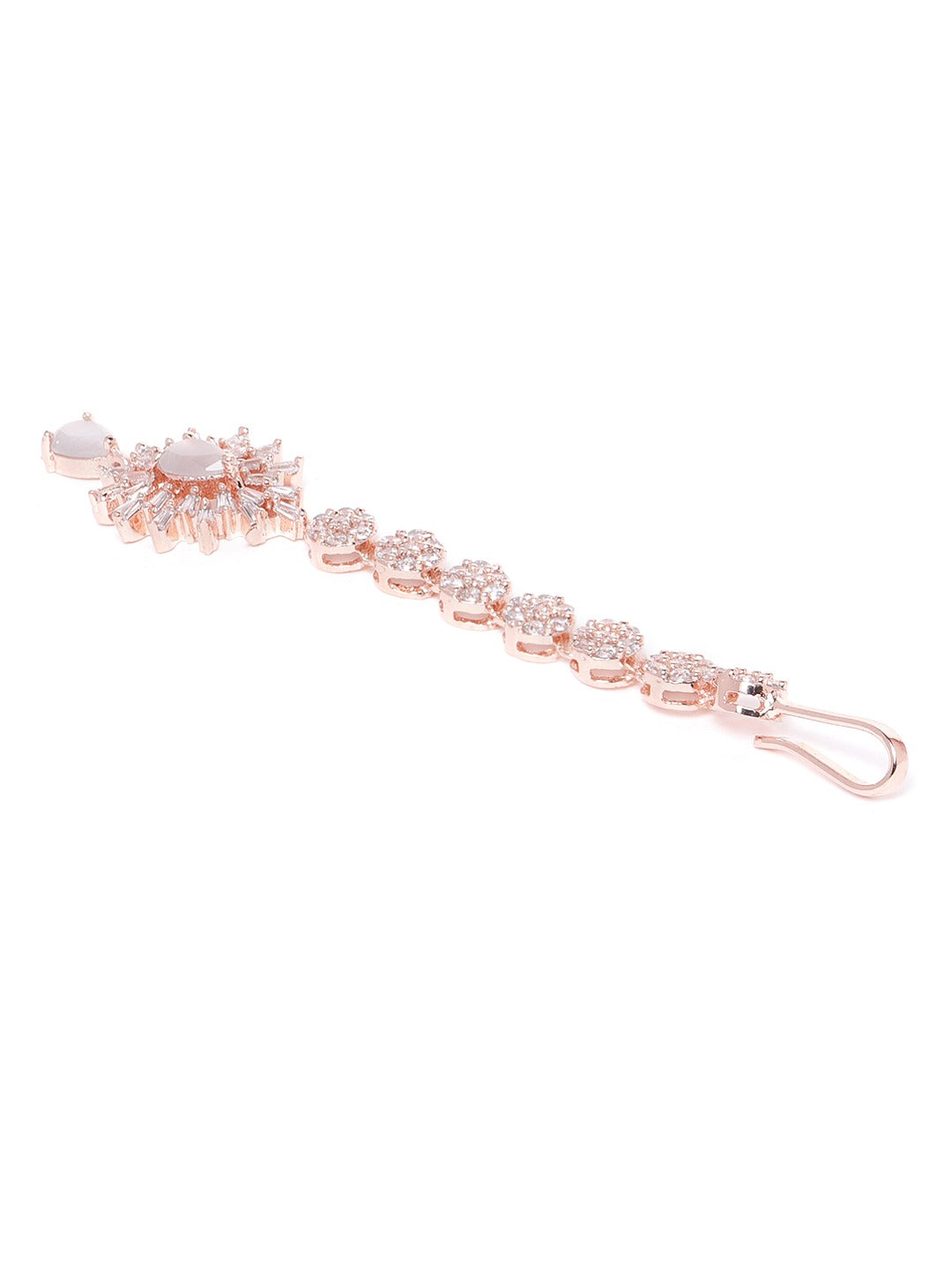 Jewels Gehna Rose Gold -Plated & Grey CZ Stone Studded Handcrafted Maang Tika