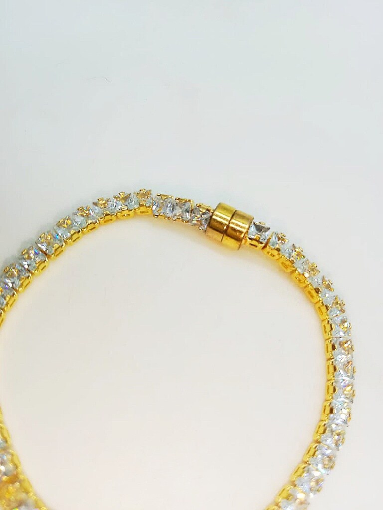 Gold Plated American Diamond Studded Magnetic Bracelet