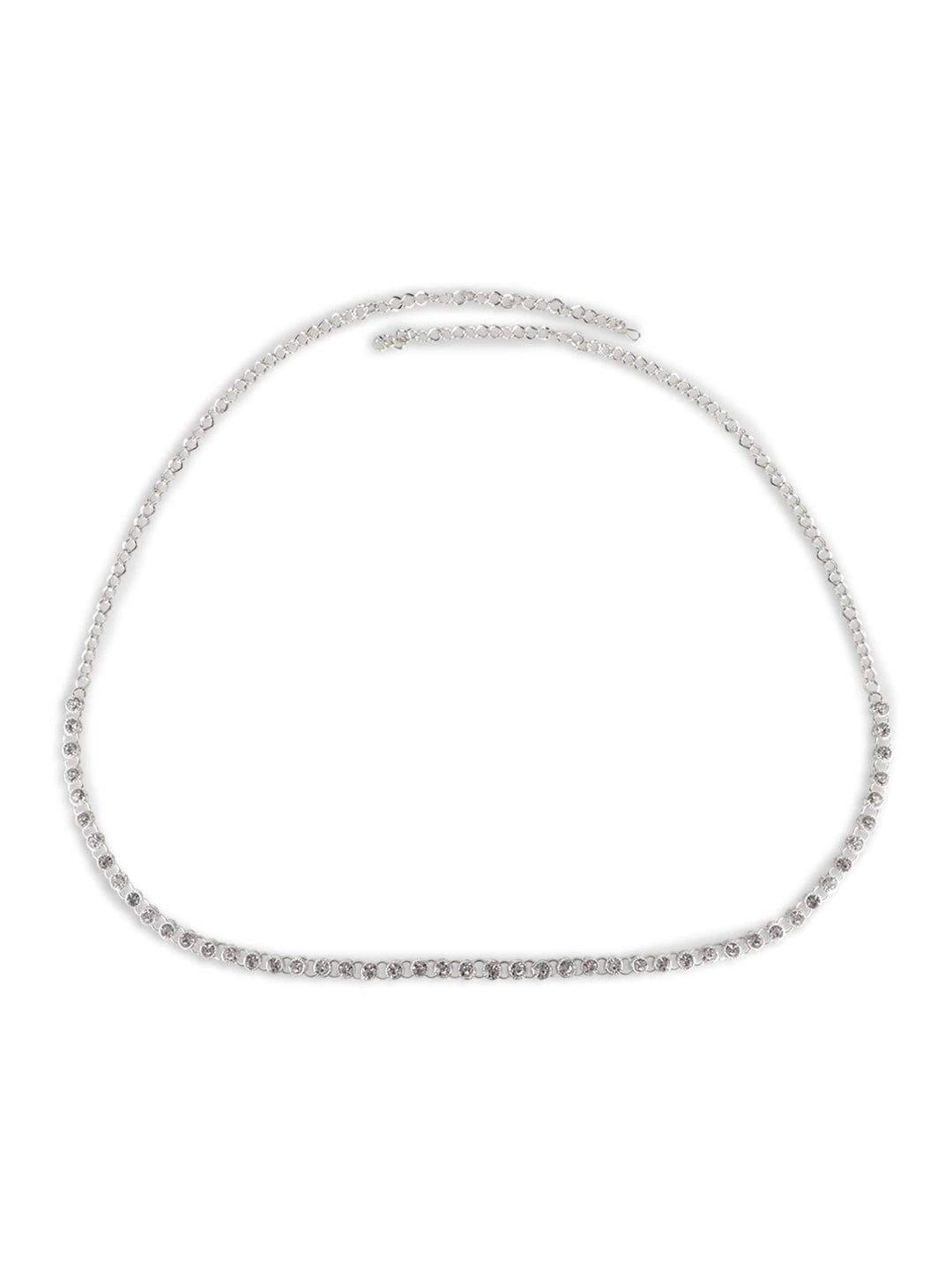 Silver-Plated & White AD-Studded Kamarbandh