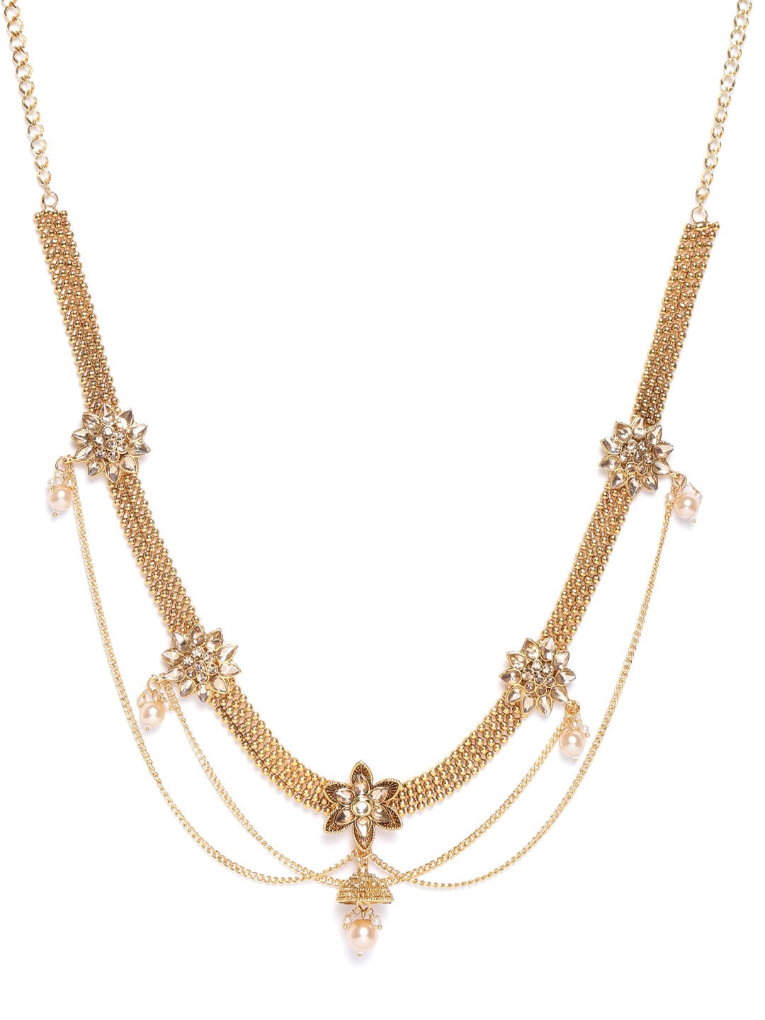 Off-White Gold-Plated Kundan Studded & Beaded Handcrafted Kamarbandh