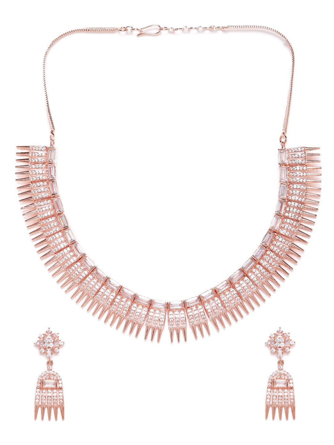 Rose Gold-Plated AD-Studded Handcrafted Jewellery Set