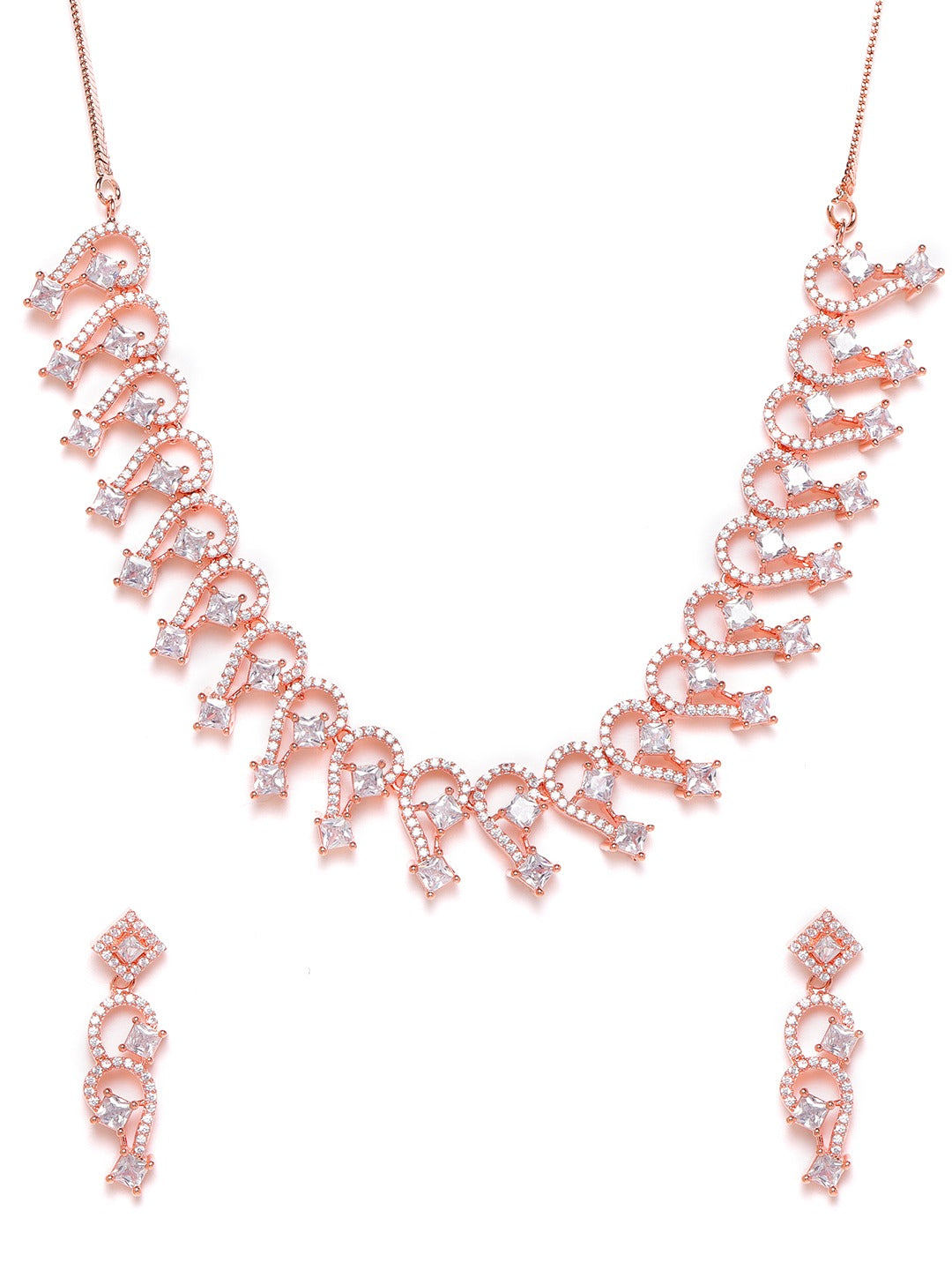 Rose Gold-Plated & White American Diamond Jewellery Set