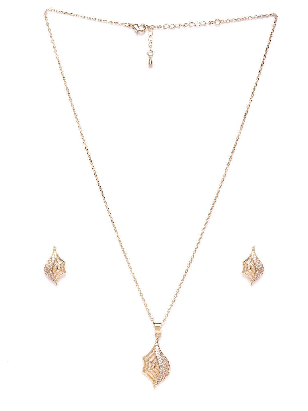 Rose Gold-Plated Handcrafted AD Stone-Studded Jewellery Set