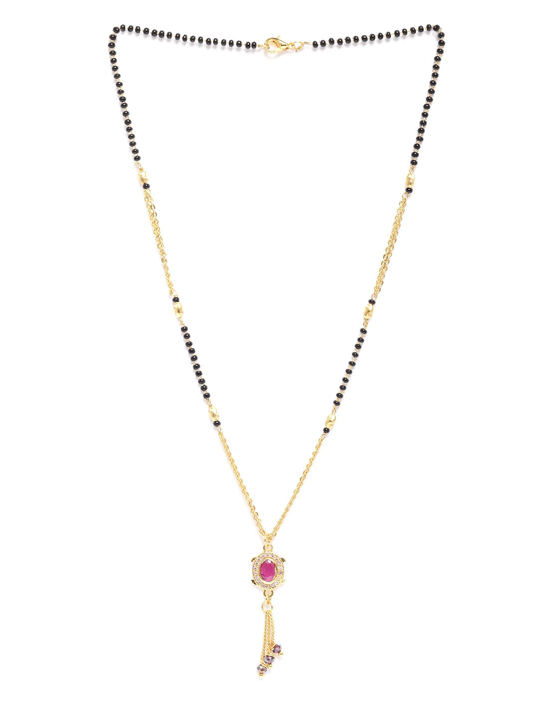 Black Gold-Plated AD Studded Beaded Mangalsutra