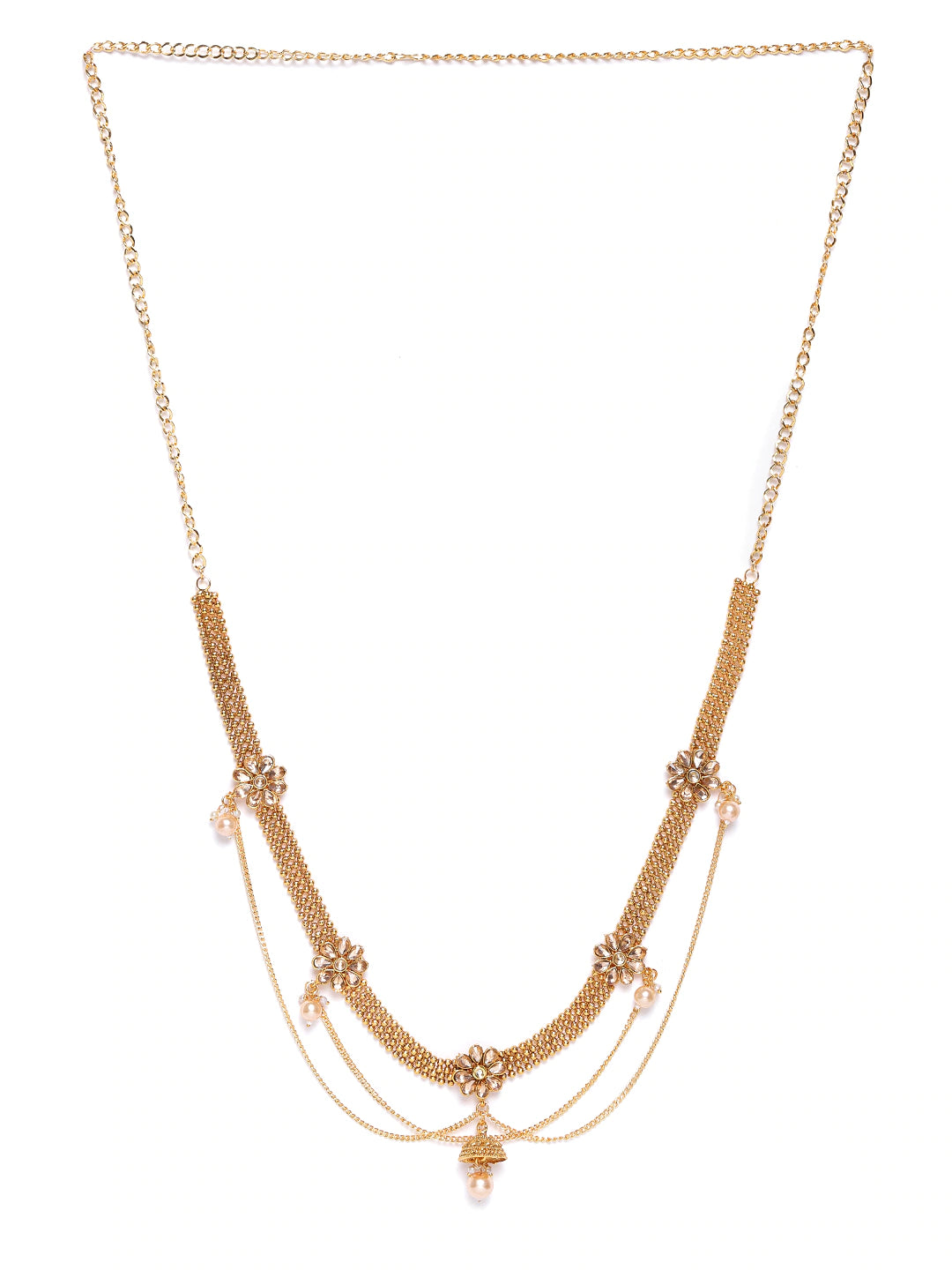Off-White Gold-Plated Kundan Studded & Beaded Handcrafted Kamarbandh
