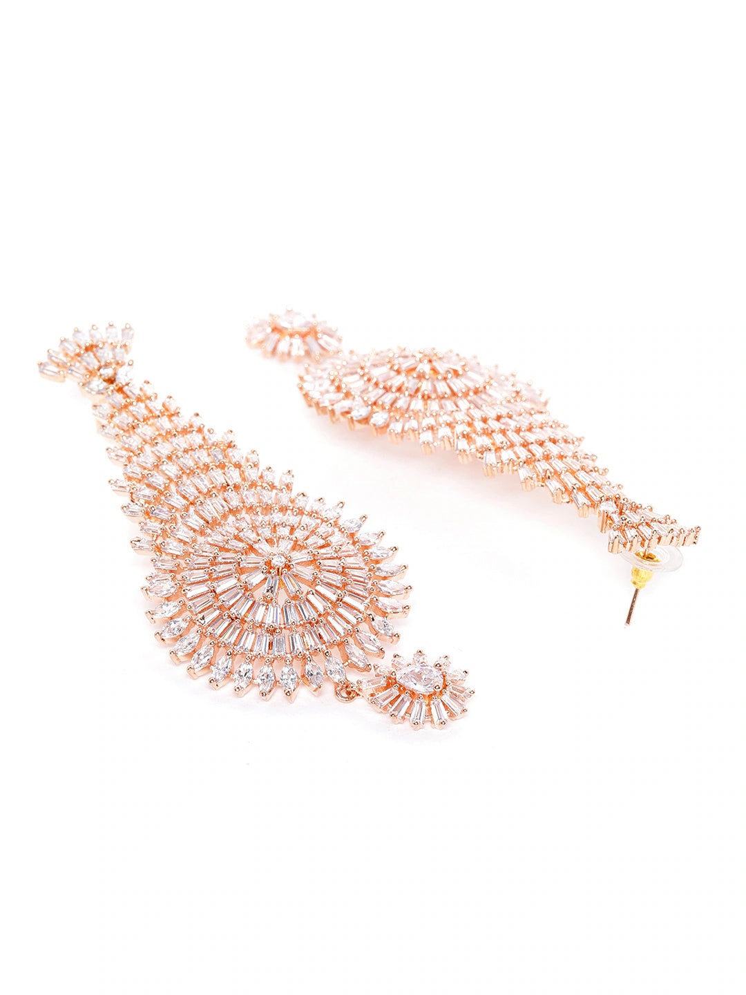 Rose Gold-Plated AD Studded Handcrafted Drop Earrings
