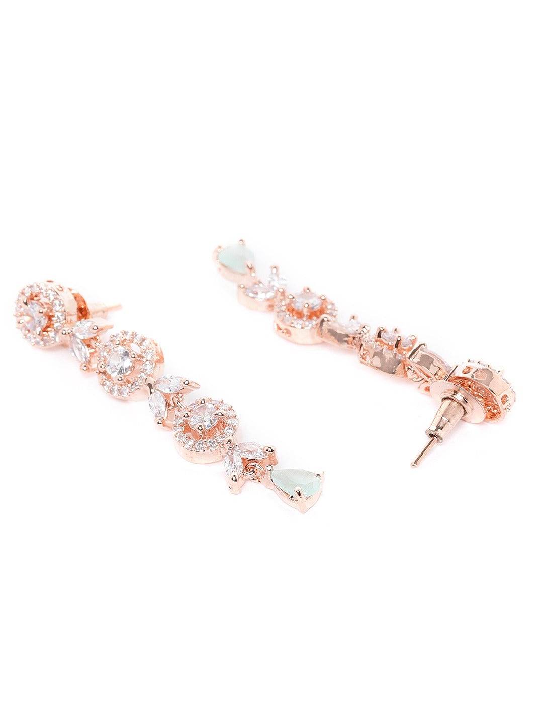 Sea Green Rose Gold-Plated AD-Studded Handcrafted Jewellery Set