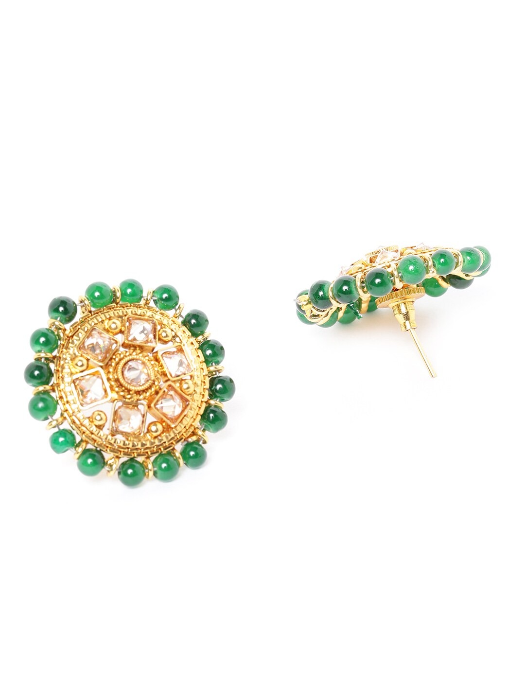 Green Gold-Plated CZ Stone-Studded Handcrafted Jewellery Set