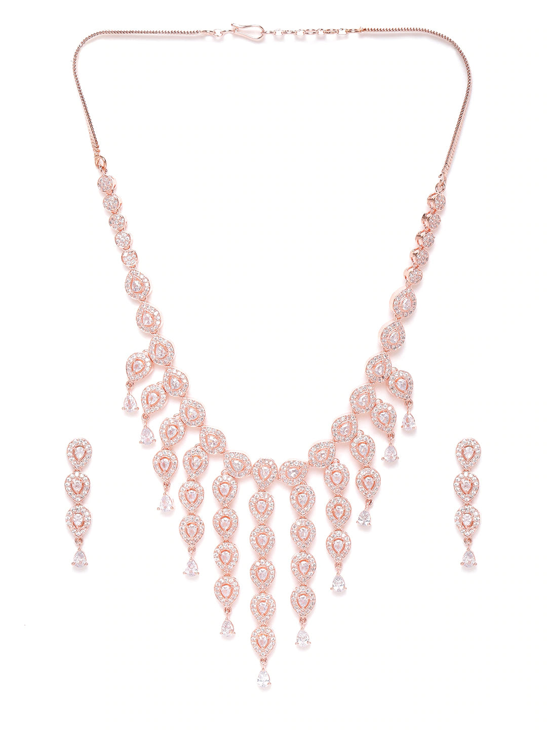 Rose Gold-Plated AD-Studded Handcrafted Jewellery Set