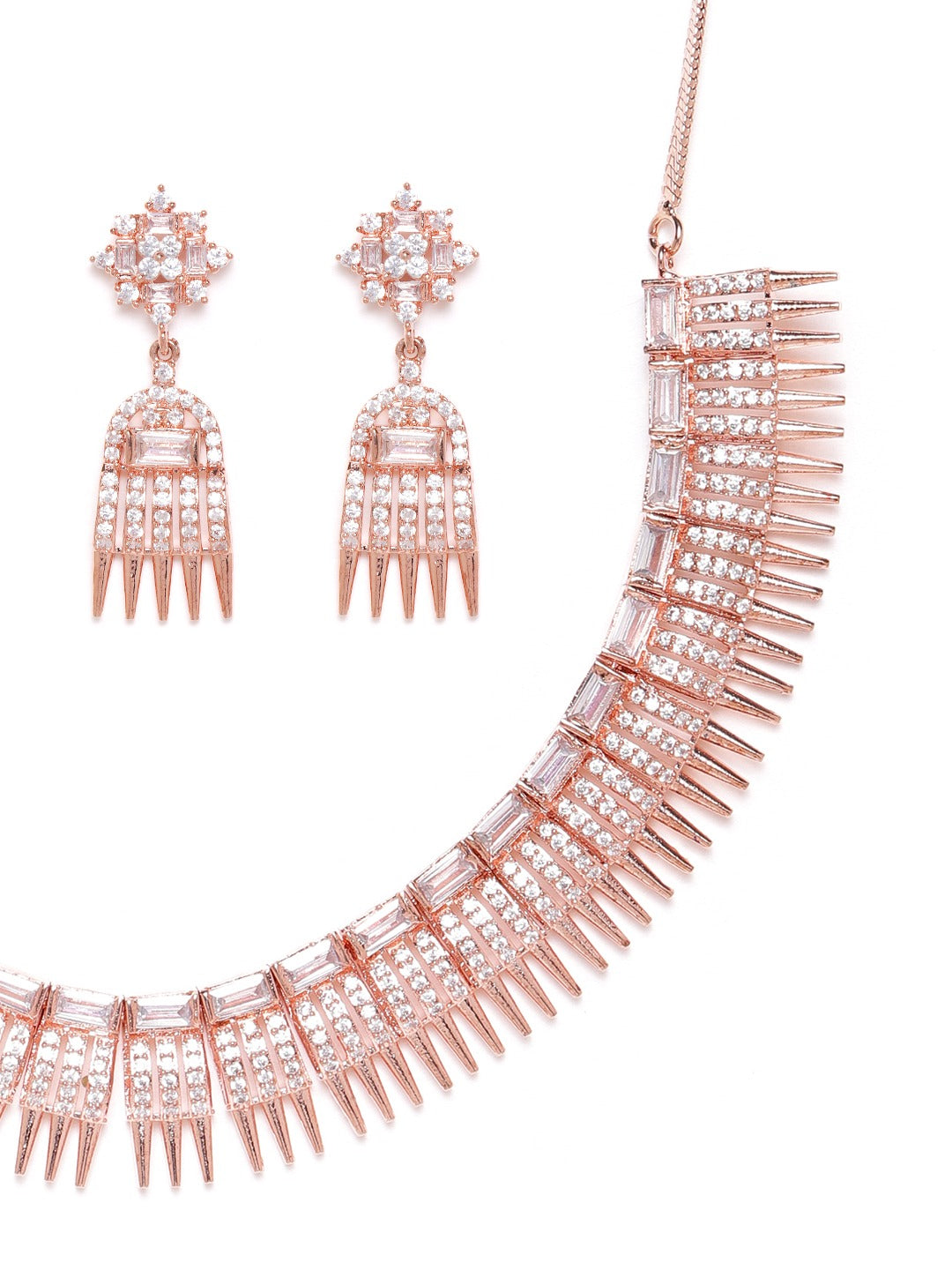 Rose Gold-Plated AD-Studded Handcrafted Jewellery Set