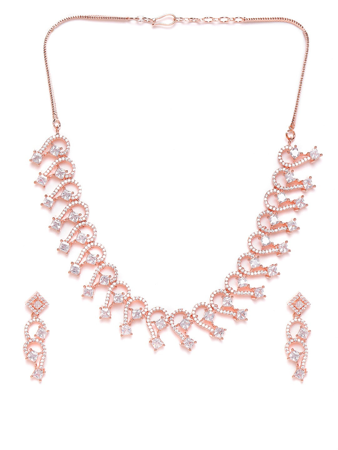 Rose Gold-Plated & White American Diamond Jewellery Set