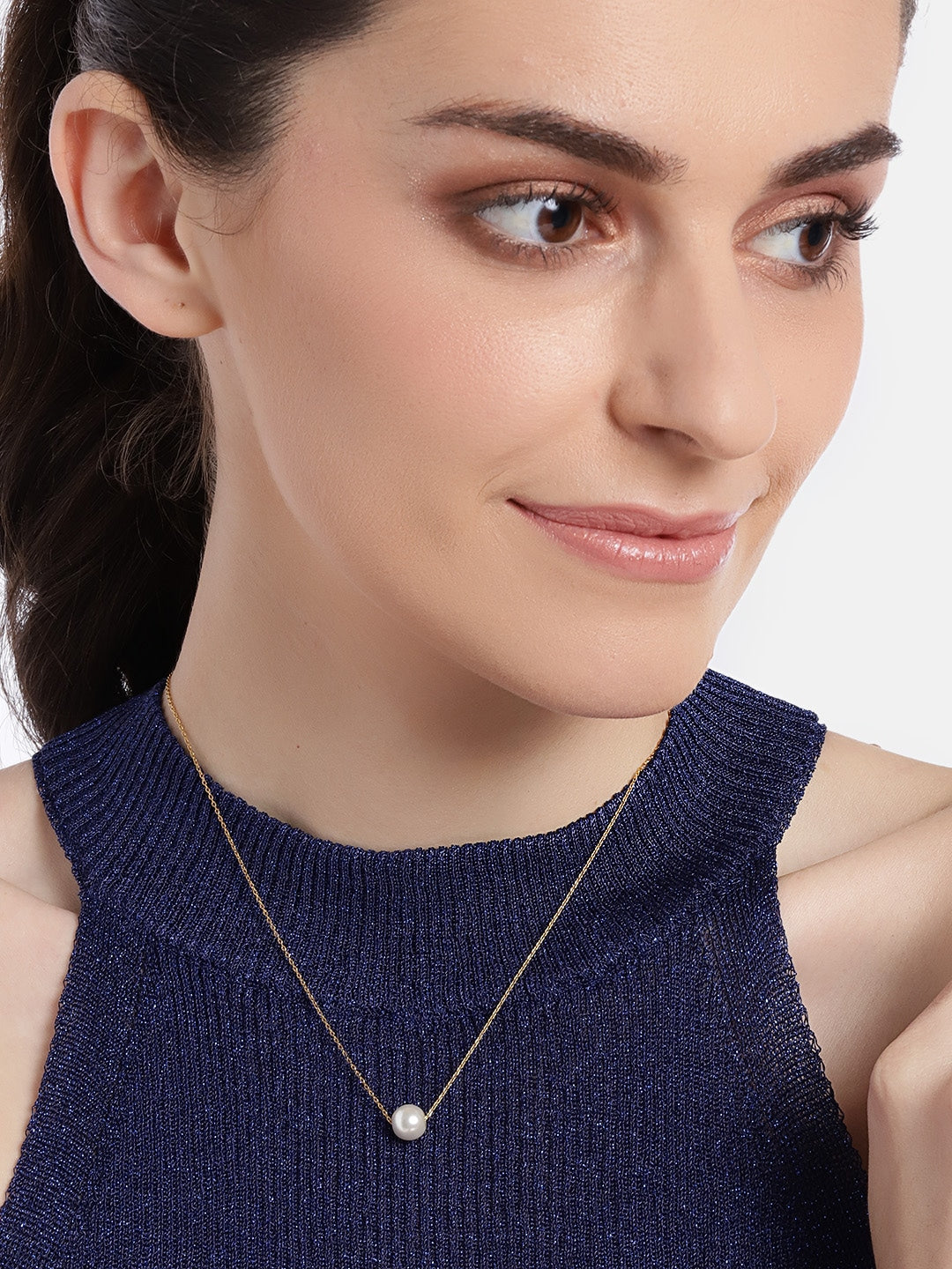 Off-White Gold-Plated Beaded Necklace