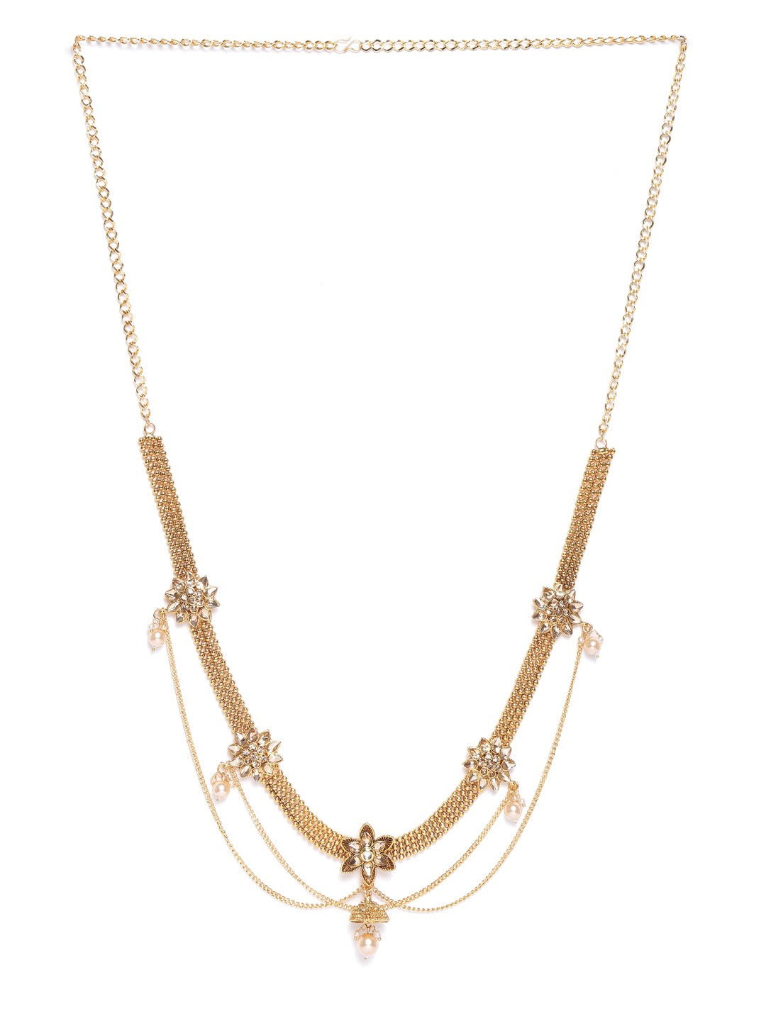 Off-White Gold-Plated Kundan Studded & Beaded Handcrafted Kamarbandh