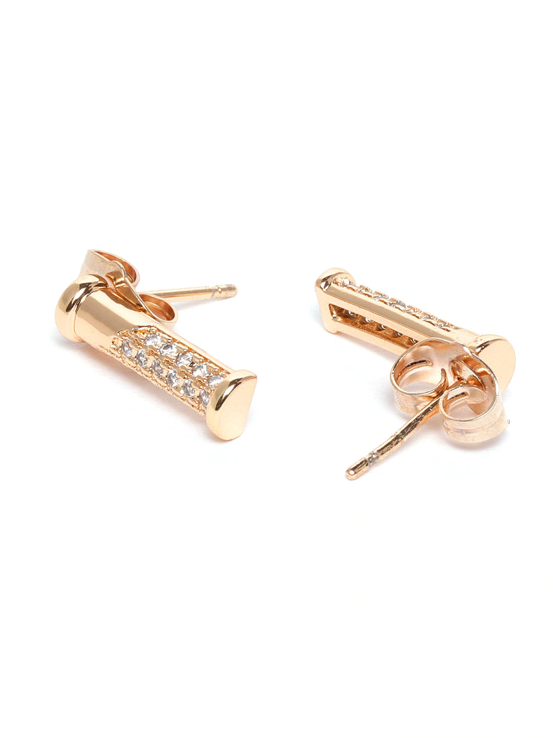 Rose Gold-Plated AD Studded Pendant with Chain & Earrings