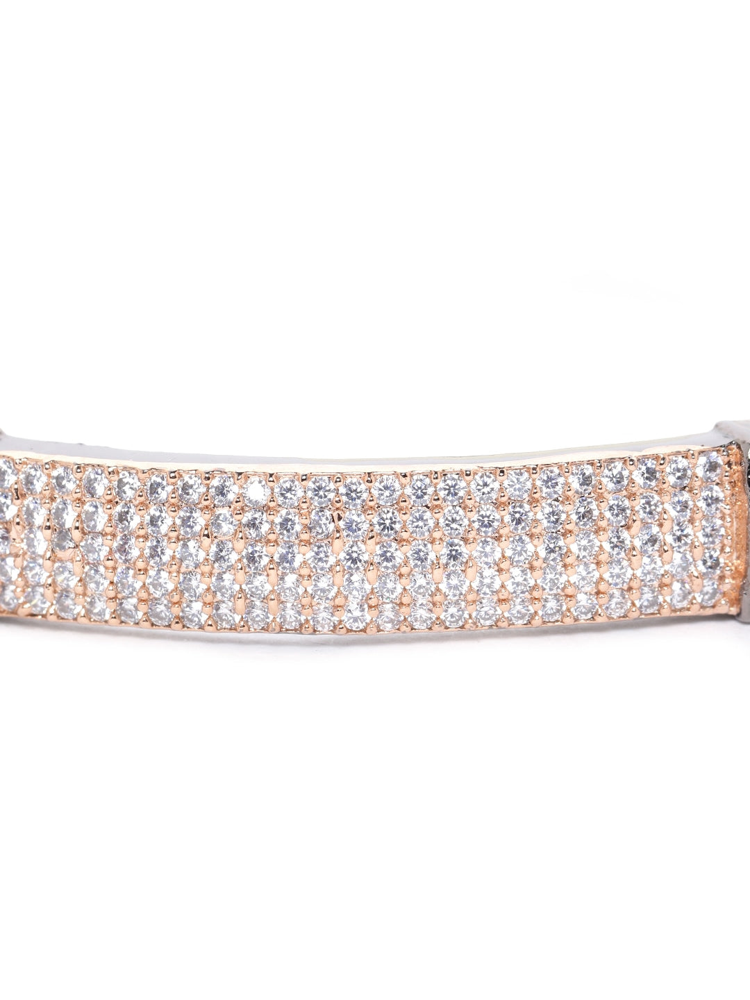 Women Gunmetal-Toned AD Studded Handcrafted Bangle Style Bracelet