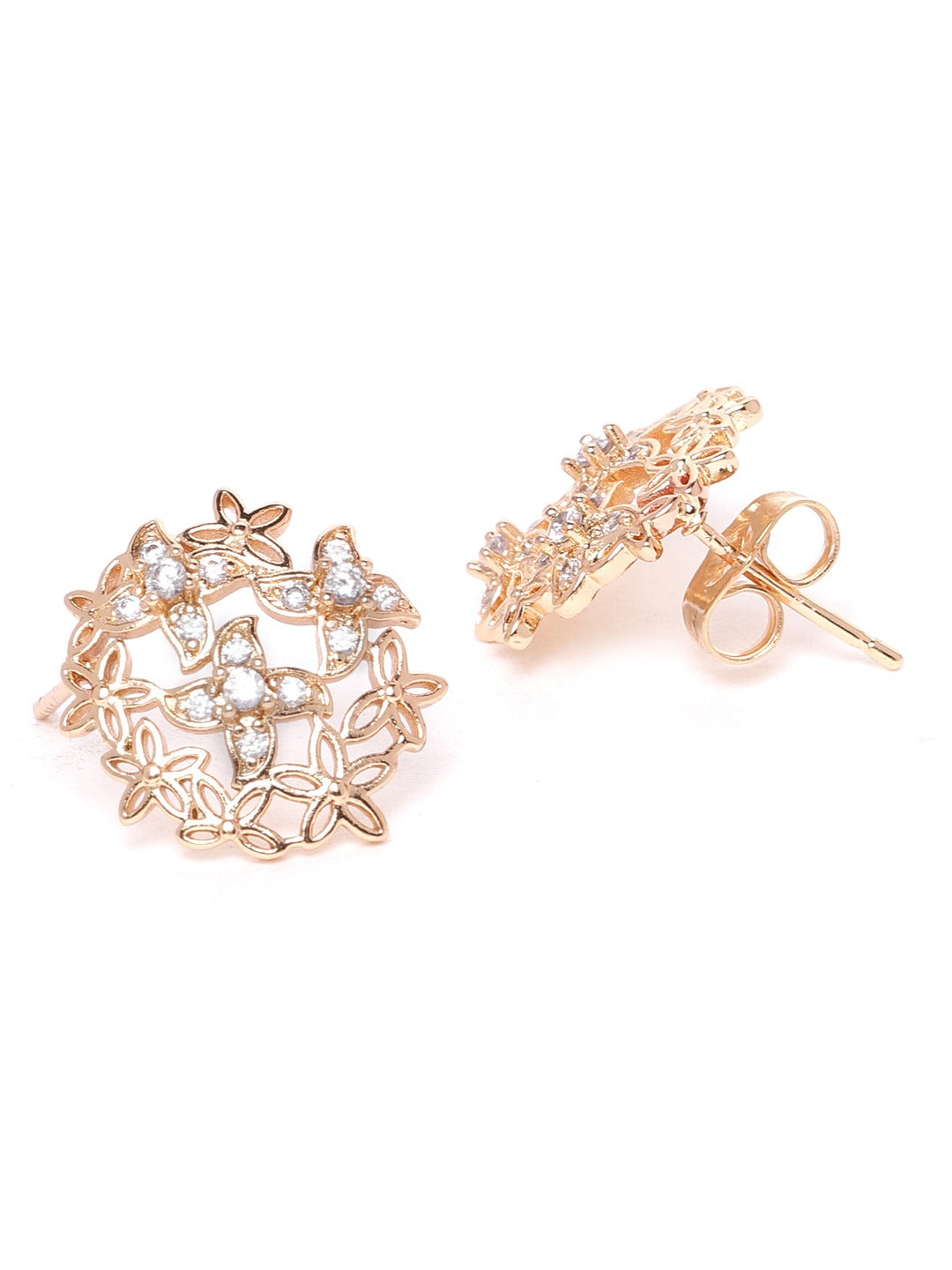Rose Gold-Plated Handcrafted AD Stone-Studded Jewellery Set