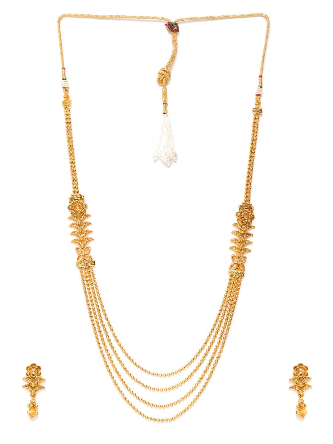 Gold-Plated Stone Studded & Beaded Handcrafted Jewellery Set
