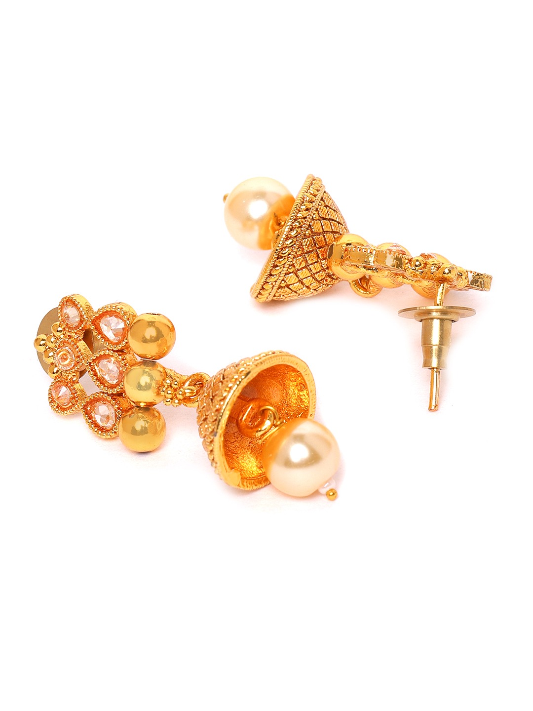 Gold-Plated CZ-Studded & Artificial Beaded Handcrafted Jewellery Set