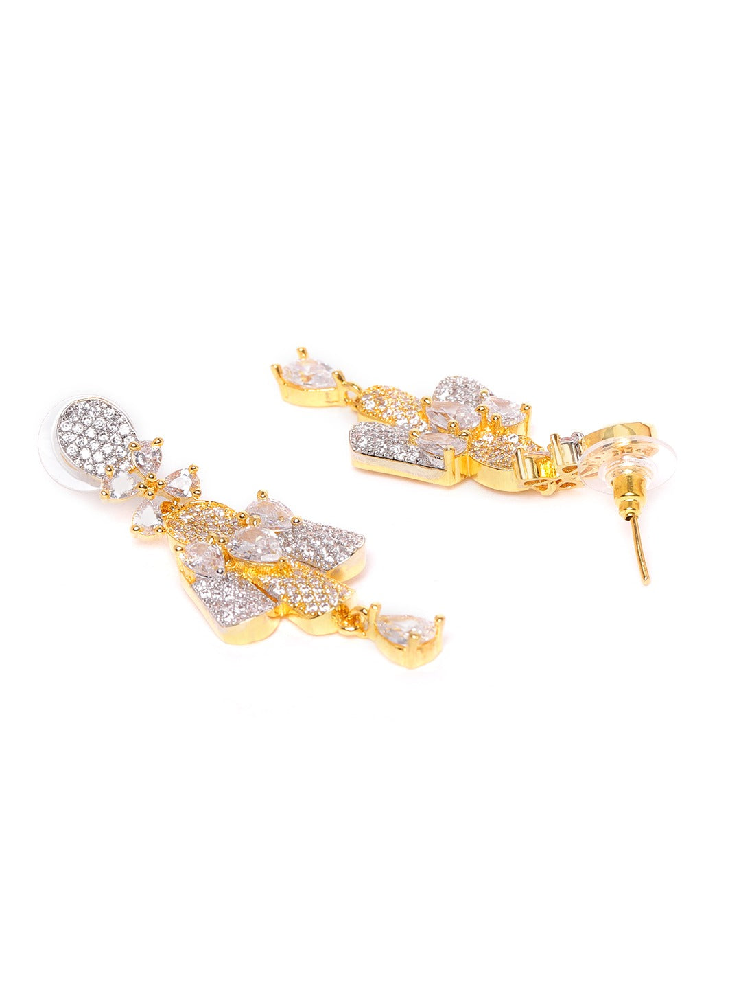 Silver-Toned Gold-Plated AD-Studded Handcrafted Jewellery Set