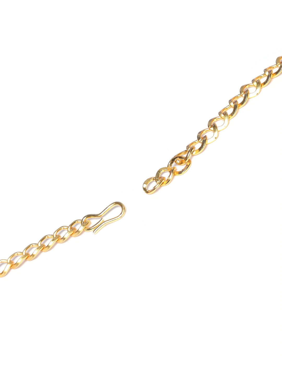 Off-White Gold Plated CZ-Studded & Beaded Handcrafted Kamarbandh ( American Diamond , Gold , Off White )