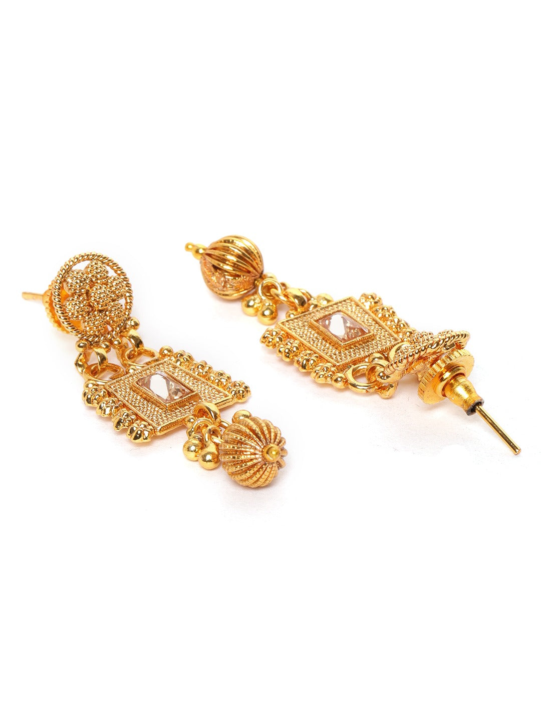 Gold-Plated Stone Studded Handcrafted Jewellery Set