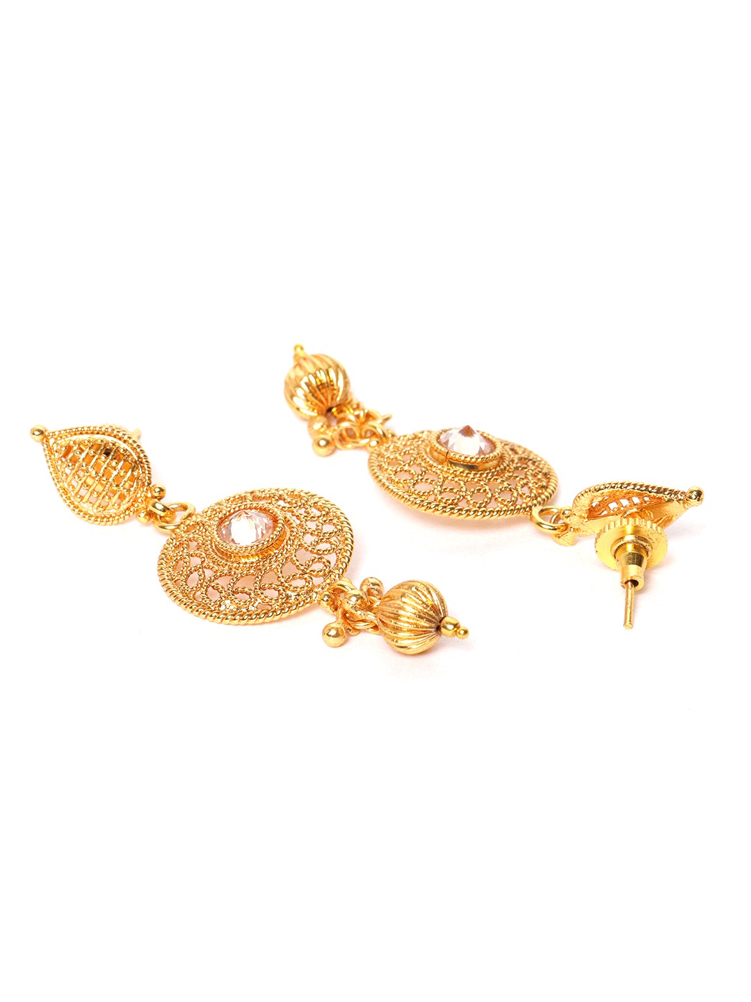 Gold-Plated Handcrafted Stone-Studded Beaded Jewellery Set