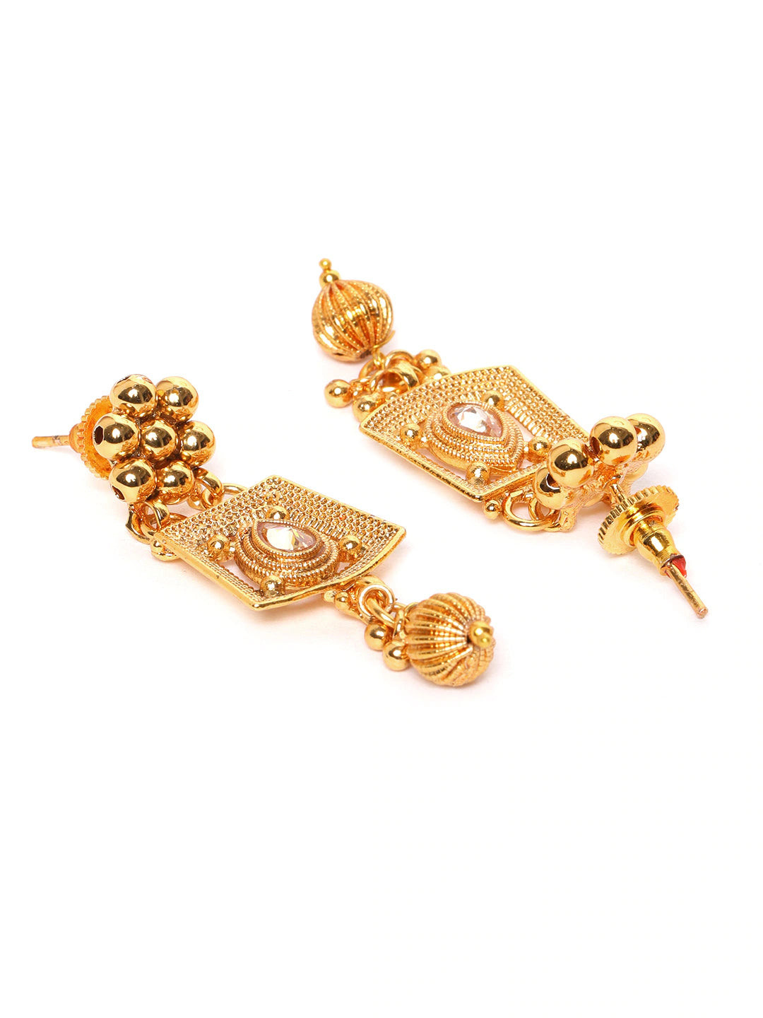 Gold-Plated Stone Studded Handcrafted Jewellery Set