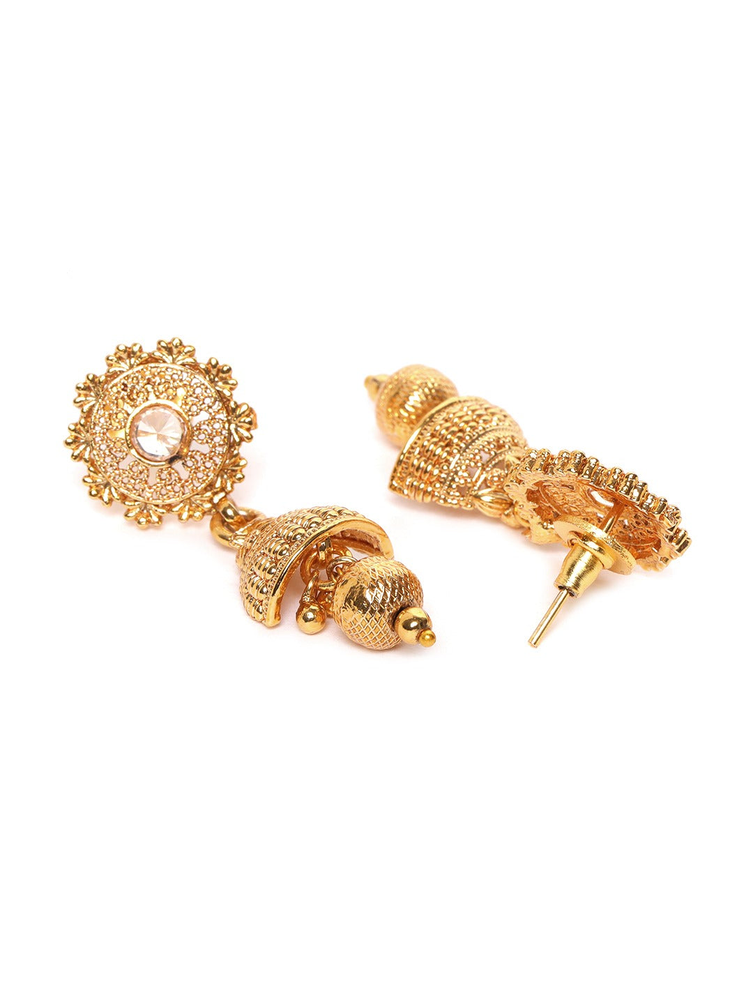 Gold-Plated Stone Studded Handcrafted Jewellery Set