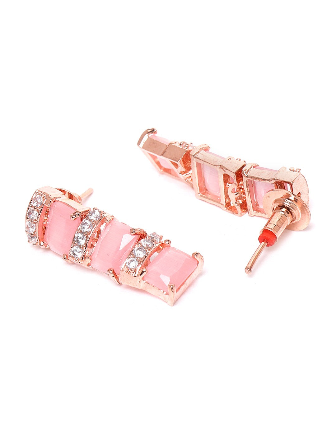 Pink Rose Gold-Plated AD-Studded Handcrafted Jewellery Set