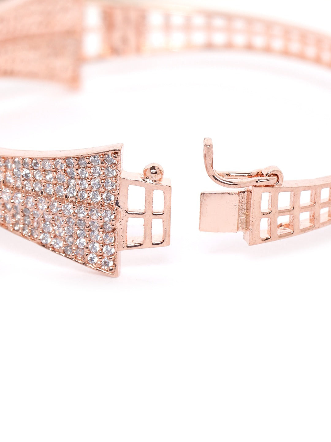 Women Rose Gold Plated AD Stone Studded Handcrafted Bangle Style Bracelet