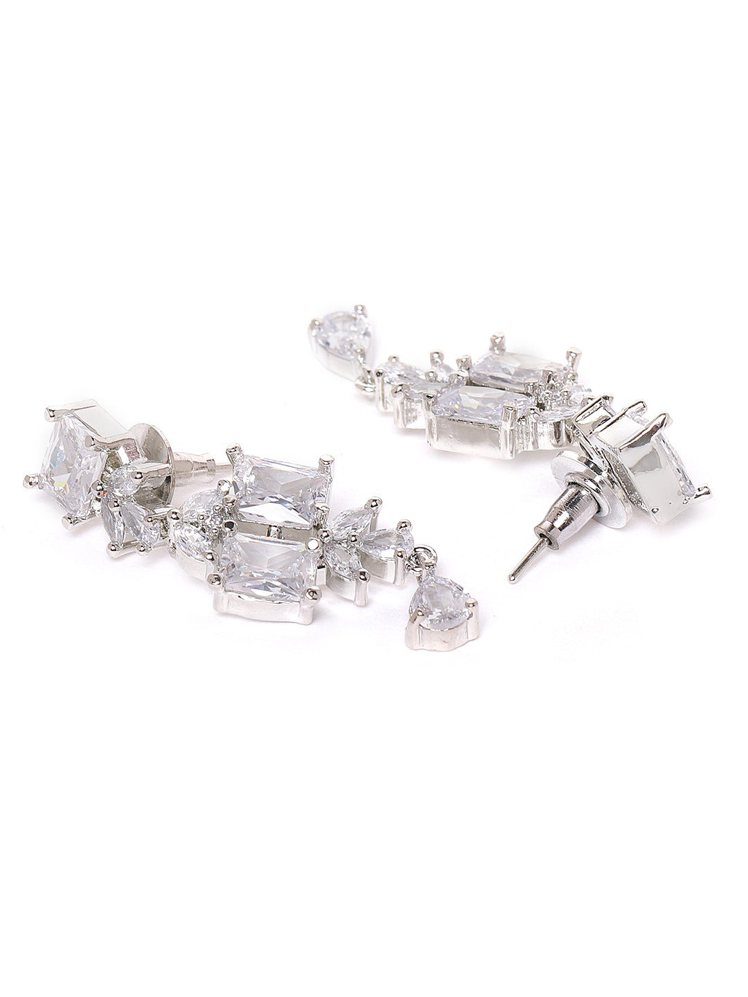 Rhodium-Plated AD-Studded Handcrafted Jewellery Set