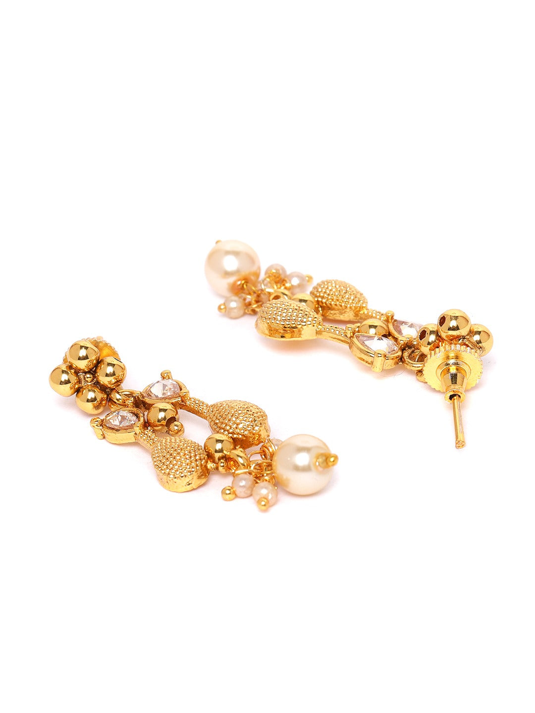 Gold-Plated AD-Studded & Beaded Handcrafted Jewellery Set
