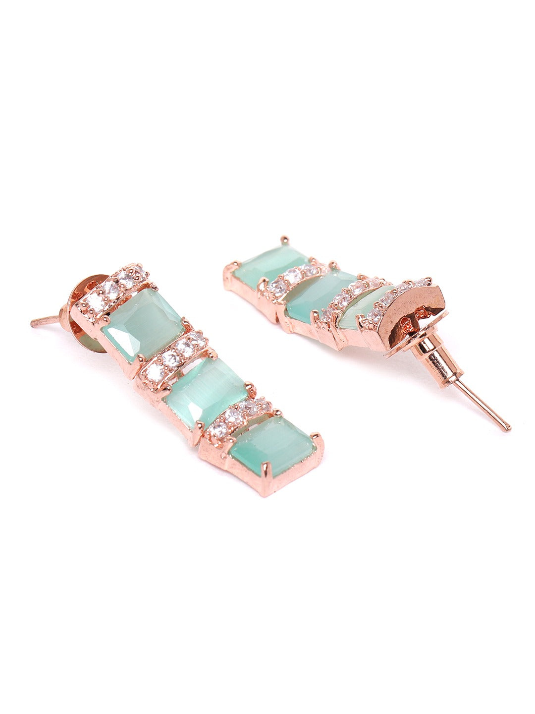 Blue Rose Gold-Plated AD-Studded Handcrafted Jewellery Set