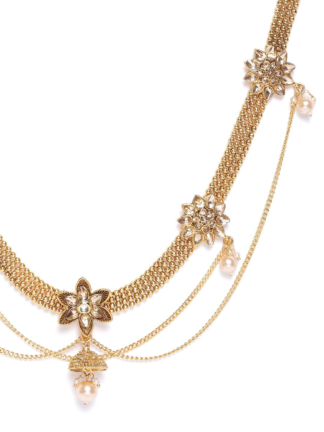 Off-White Gold-Plated Kundan Studded & Beaded Handcrafted Kamarbandh