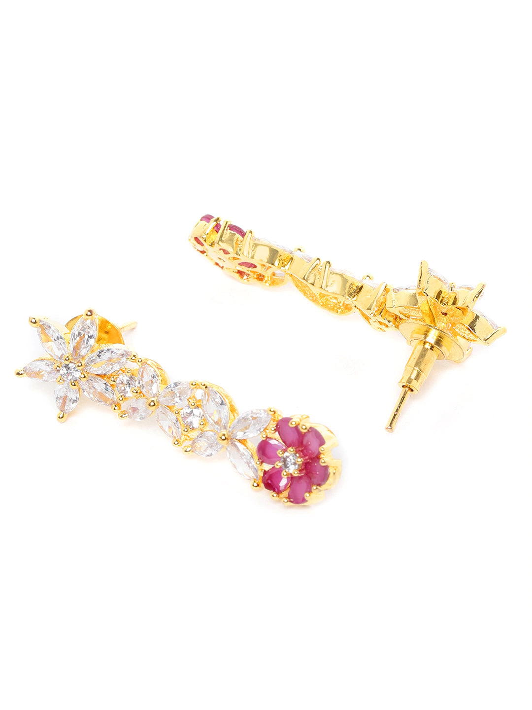 Magenta Gold-Plated AD-Studded Handcrafted Jewellery Set