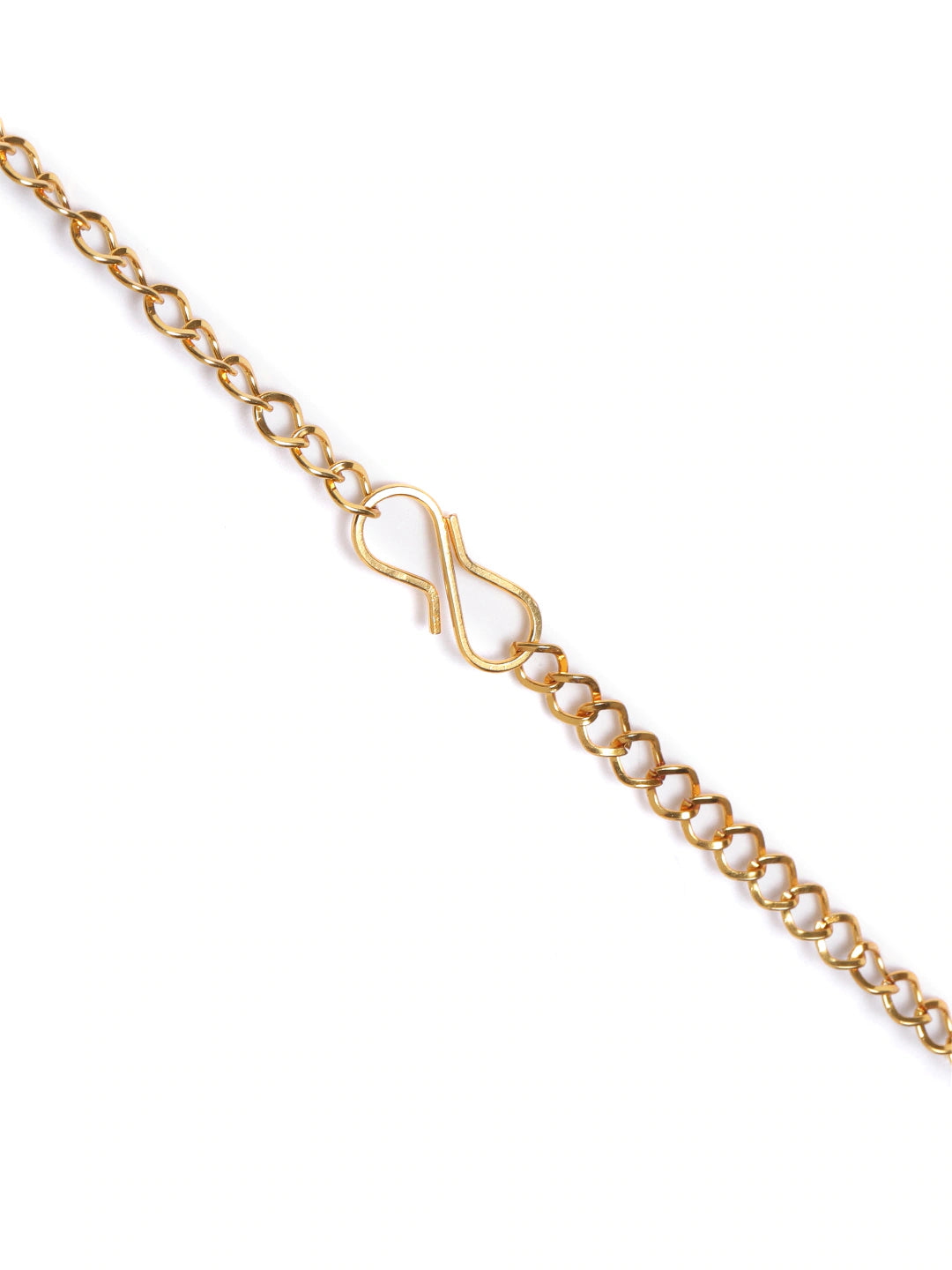 Off-White & Green Gold-Plated CZ Studded & Beaded Handcrafted Kamarbandh ( American Diamond , Gold , Off White )