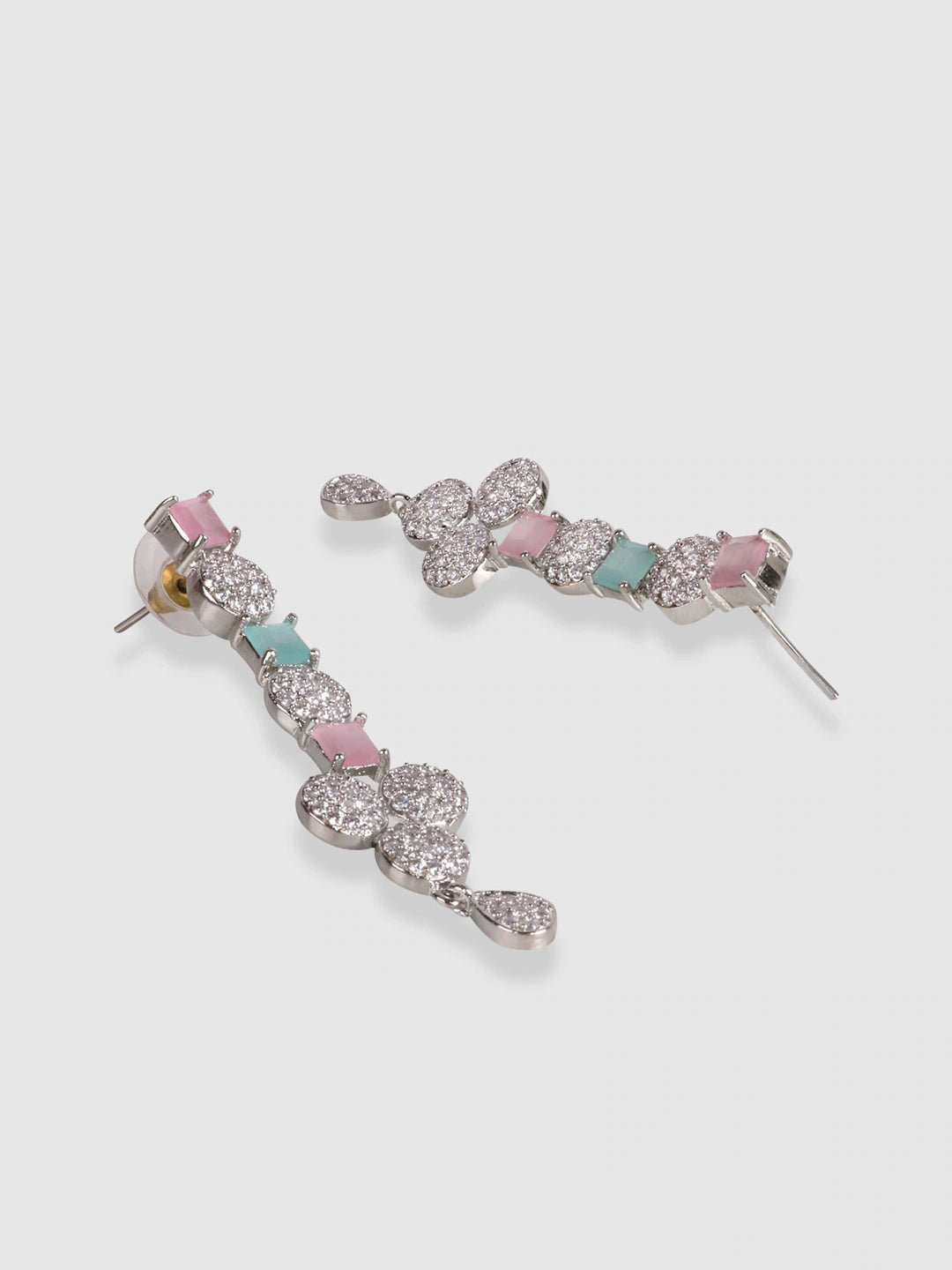 Silver-Plated & White AD-Studded Jewellery Set