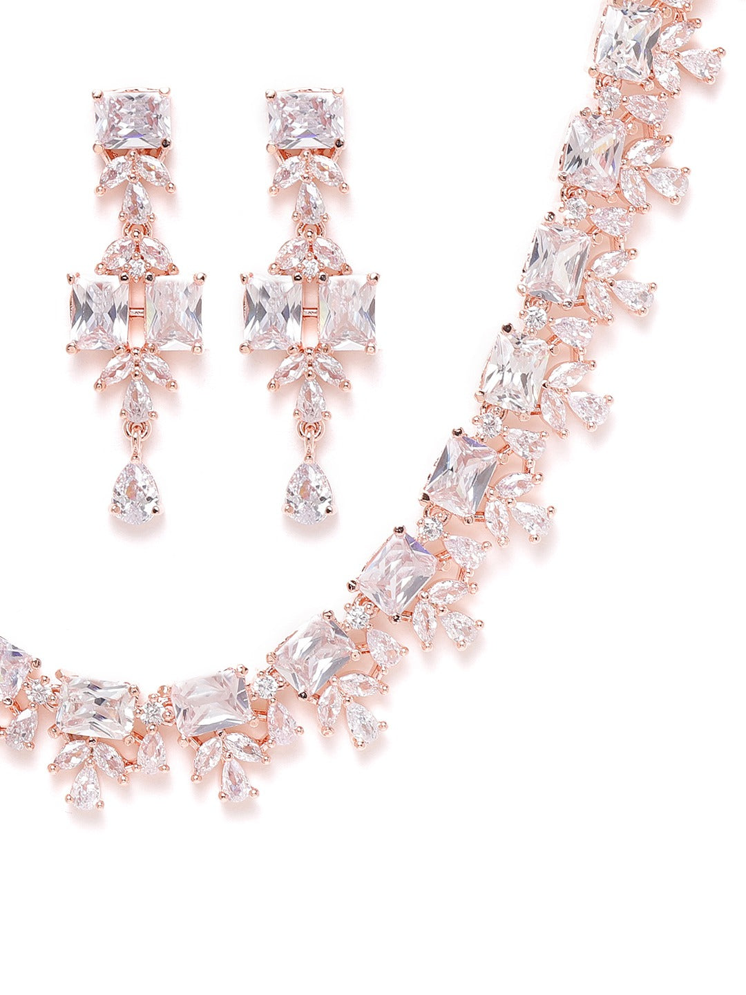 Rose Gold-Plated AD-Studded Handcrafted Jewellery Set